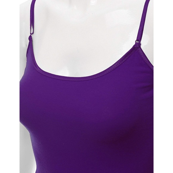 Camisole Tank Top Women's Plus Size Long D Purple - Picture 3 of 4